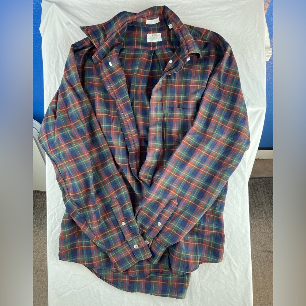 Eagle Shirtmakers Vintage 90s Wool Cotton Plaid Shirt Men's L Made in USA